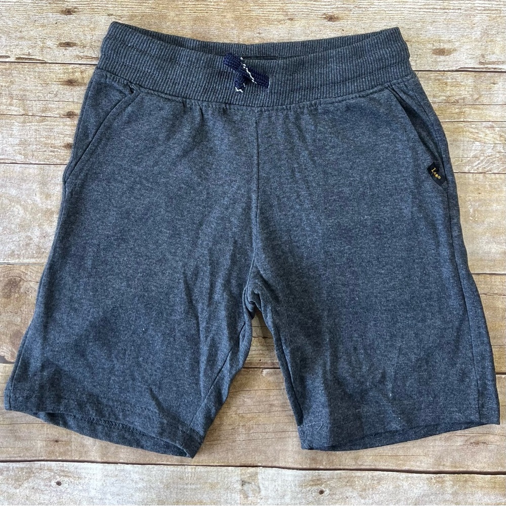 Lee Boys Knit Shorts‎ Charcoal Gray Heather Elastic Waist Drawstring Pockets